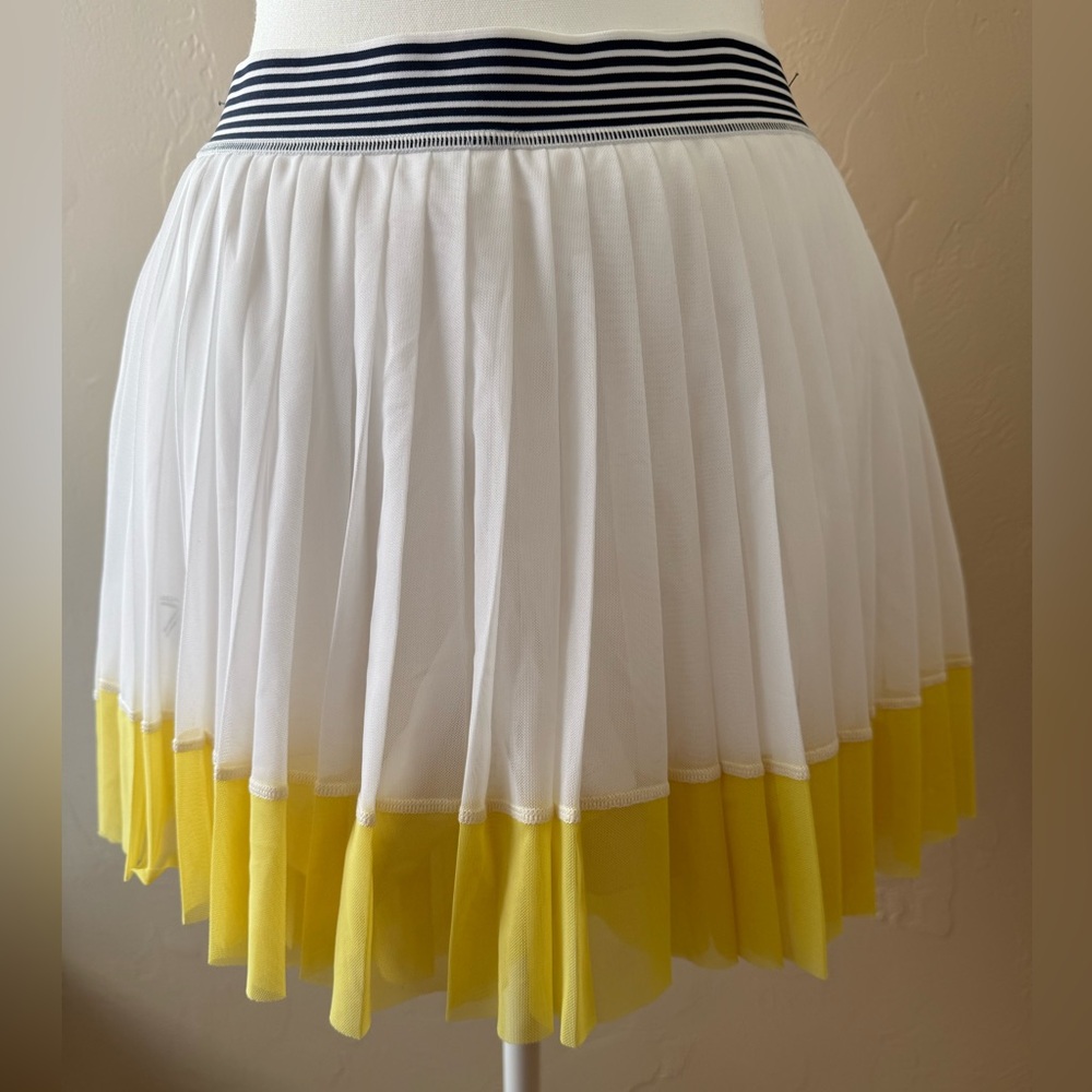 New Balance White and Yellow Pleated Skater Skirt, size M